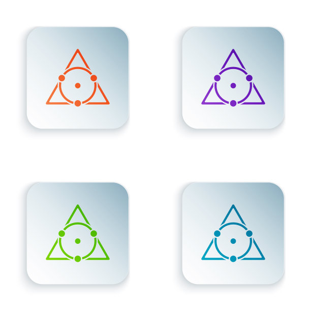 颜色三角形数学图标孤立在白色图片下载