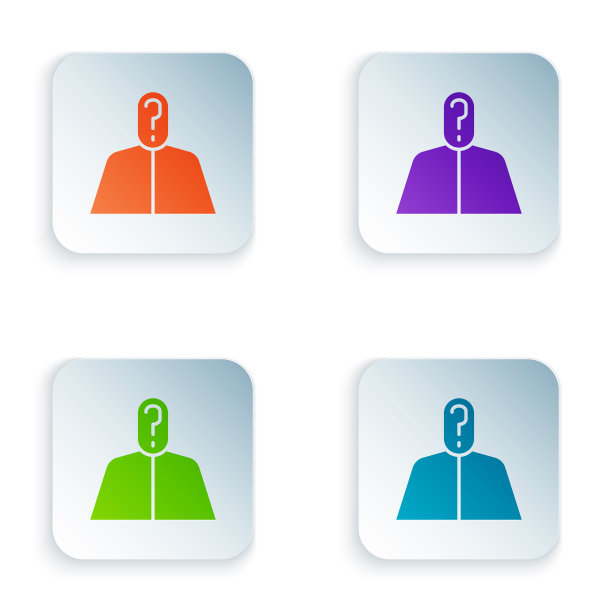 彩色匿名男子与问号图标图片下载