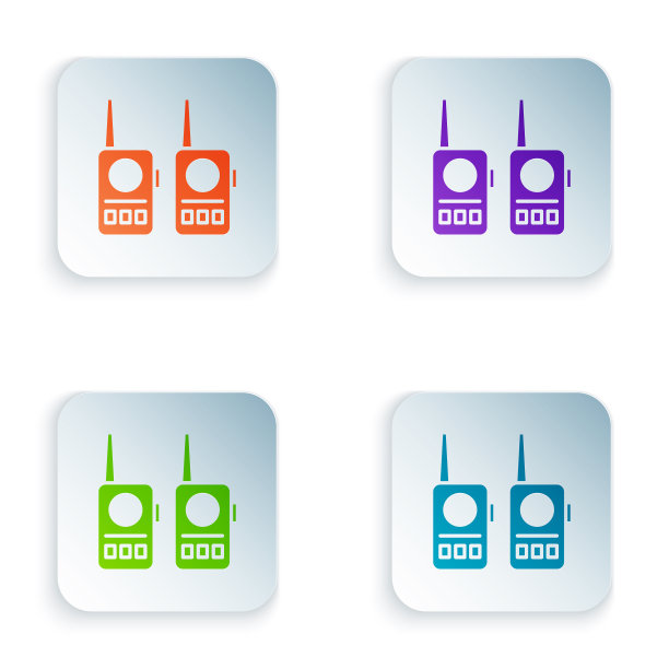 彩色对讲机图标隔离在白色图片下载