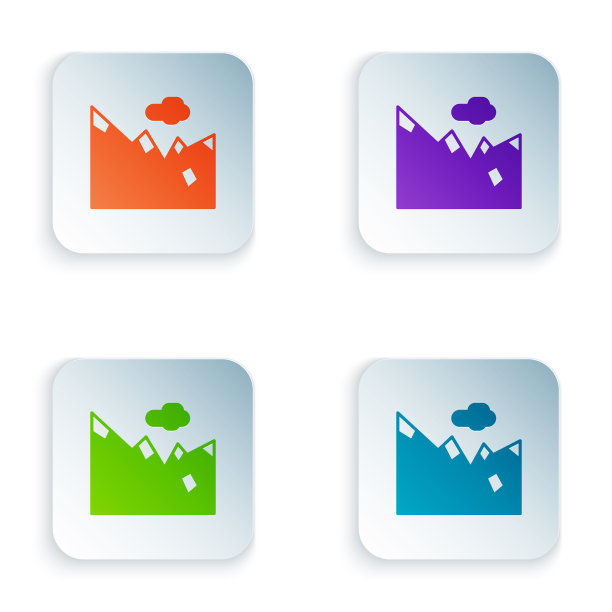 颜色山图标孤立在白色背景图片下载