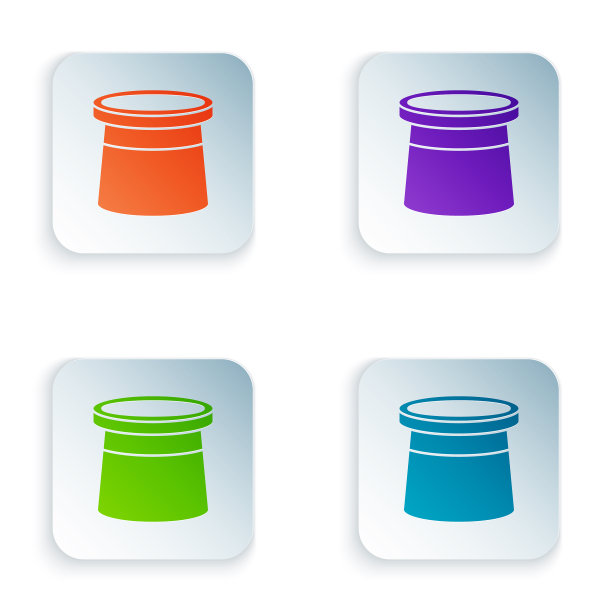 彩色魔术师帽子图标孤立在白色图片下载