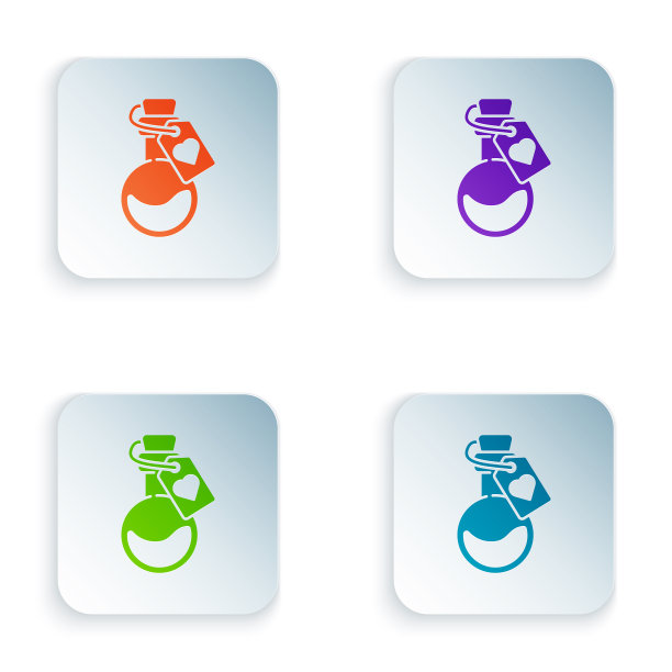 颜色瓶与爱情药水图标隔离图片下载