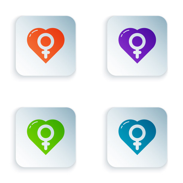 颜色女性性别在心图标孤立上图片下载