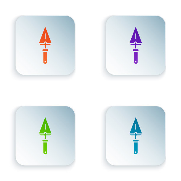 彩色抹刀图标孤立的白色背景图片下载