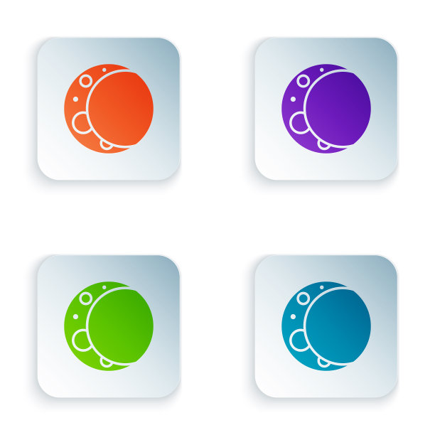 彩色月亮图标孤立在白色背景设置图片下载