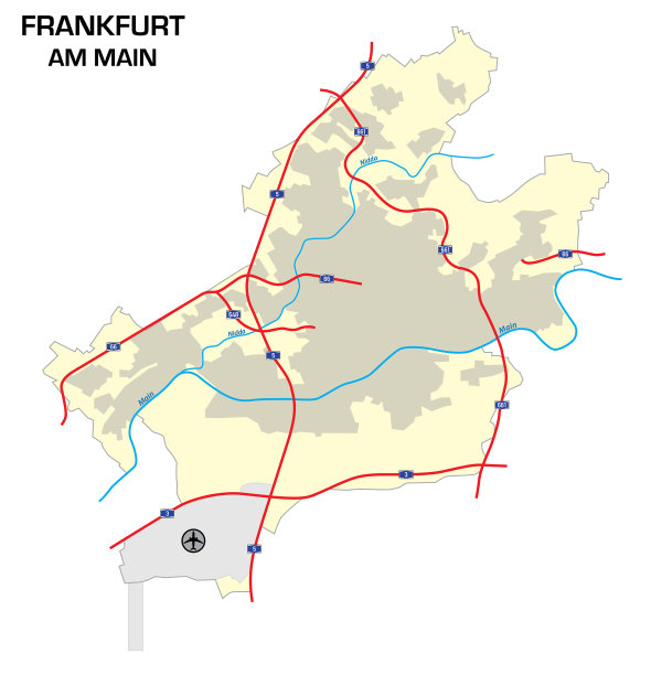 简单的轮廓地图城市法兰克福主要图片下载