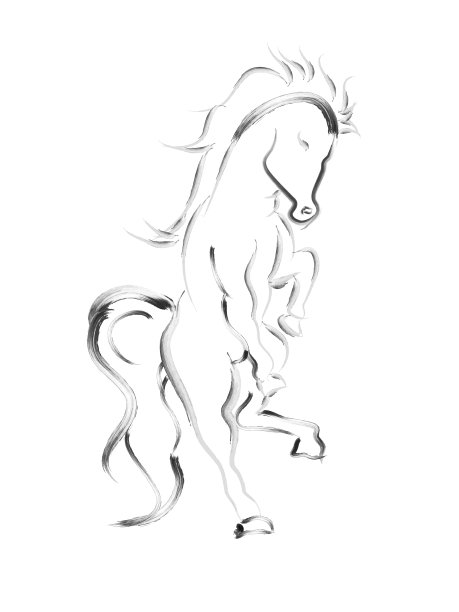 豪华金马轻描淡写的手绘毛笔画图片下载