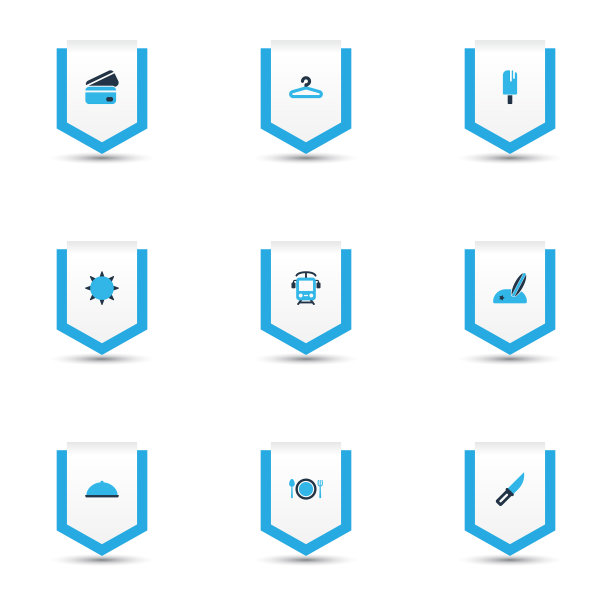 旅游图标与海滩和冲浪图片下载