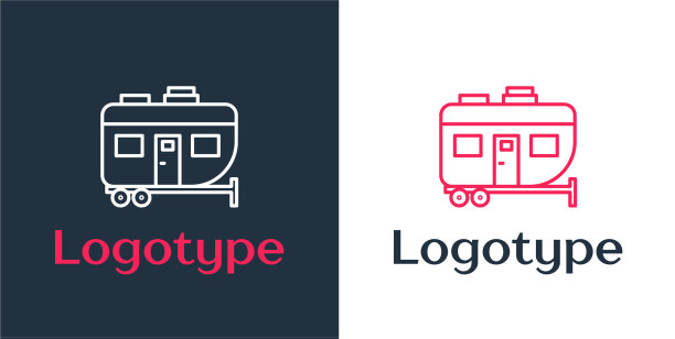 标志类型线房车露营拖车图标孤立上图片下载