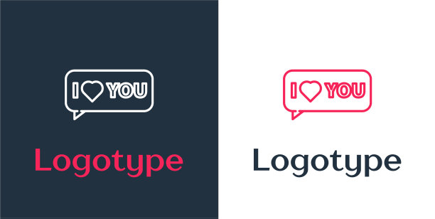 标志型线语音气泡与文字我爱你图片下载