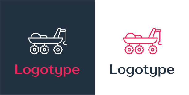 标志类型线火星漫游者图标孤立在白色图片下载