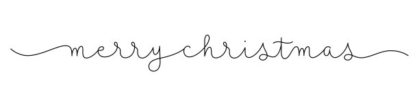 圣诞快乐黑色单线书法横幅图片下载