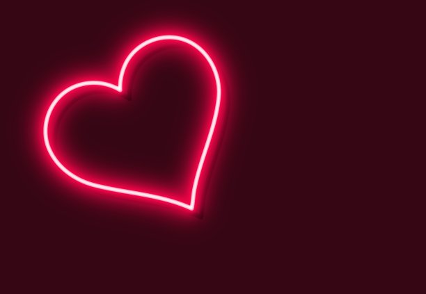 霓虹粉心深红色背景与文字空间图片下载