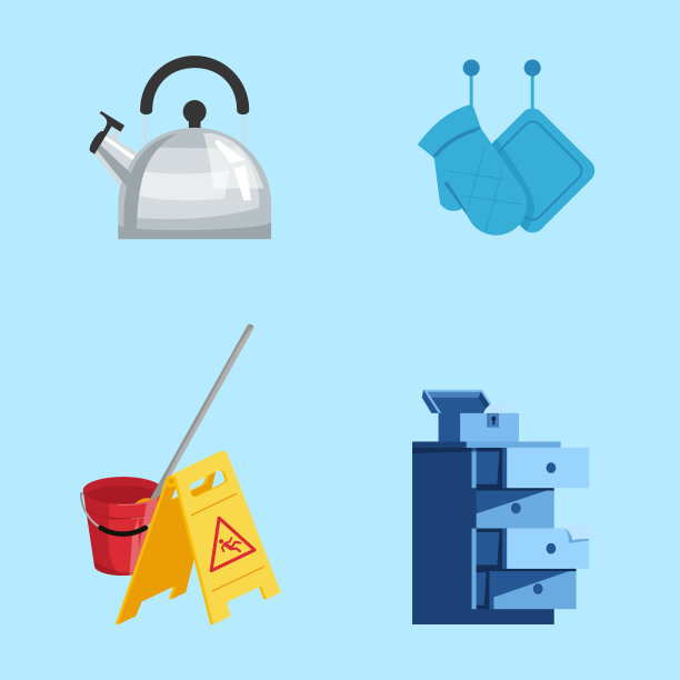 厨房用具半平面RGB彩色矢量插图集图片下载