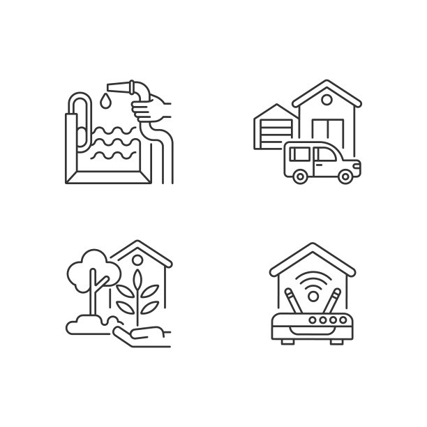 家庭设施线性图标集图片下载