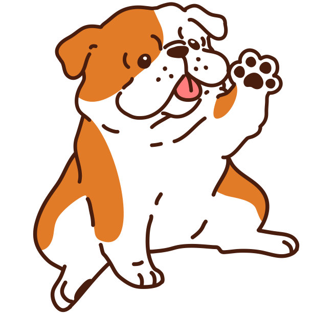 勾勒英国斗牛犬坐着时挥手图片下载