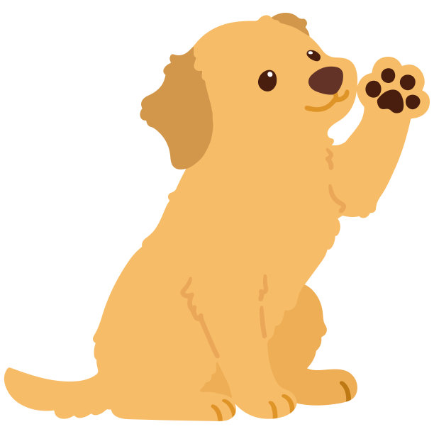 平色可爱的金毛寻回犬坐着挥手图片下载