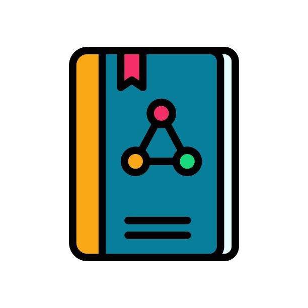 实验室化学书籍与丝带矢量图标（可编辑笔触）图片下载