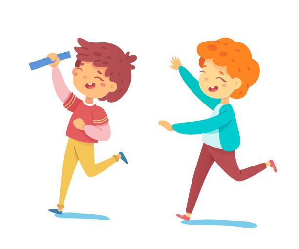 孩子们玩孤立的插图。快乐可爱的男孩跑着笑着。教育矢量插图。好玩的娱乐时间图片下载