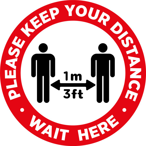 社交距离标志或地板贴纸图片下载