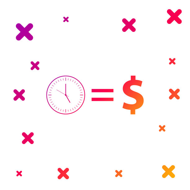 彩色时间是孤立在白色上的金钱图标图片下载