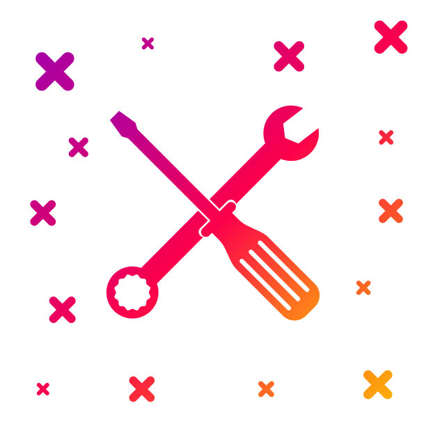 彩色扳手和螺丝刀工具图标隔离图片下载