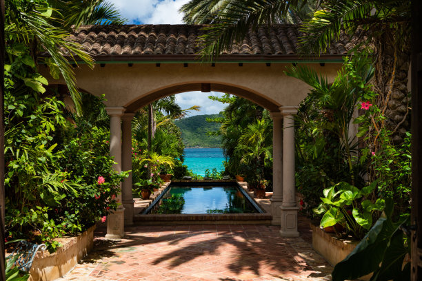 加勒比海豪华别墅的美丽景色图片下载