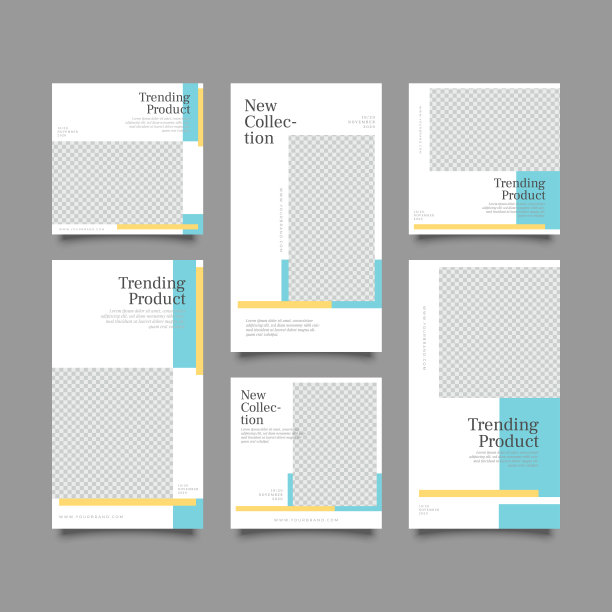 社交网络故事和帖子的时尚可编辑模板图片下载