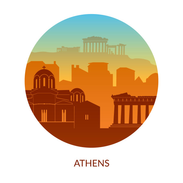 雅典，希腊著名的城市景观景观背景。图片下载