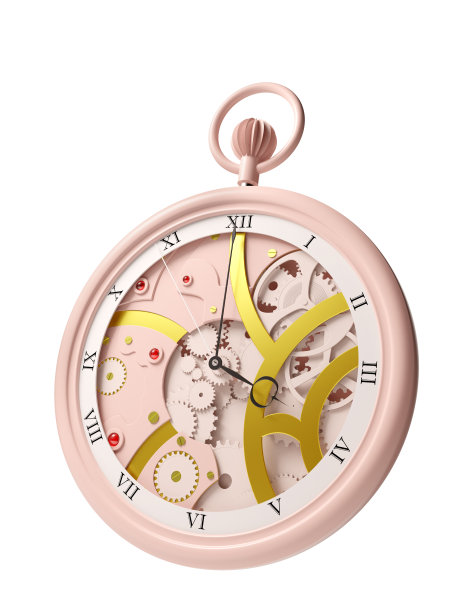怀表蒸汽朋克粉色3d图片下载
