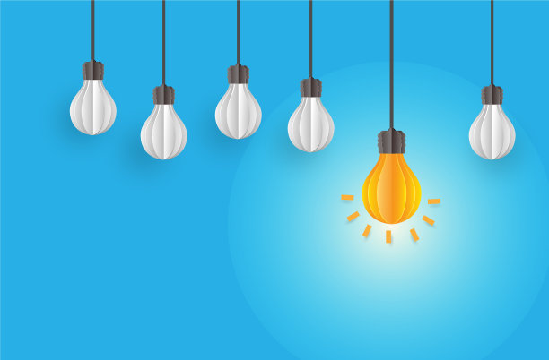 灯泡头脑风暴创意创意纸艺术图片下载