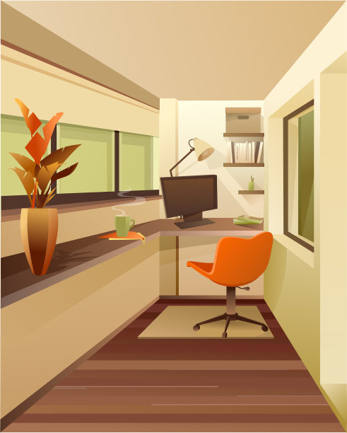 室内工作地点在阳台上图片下载