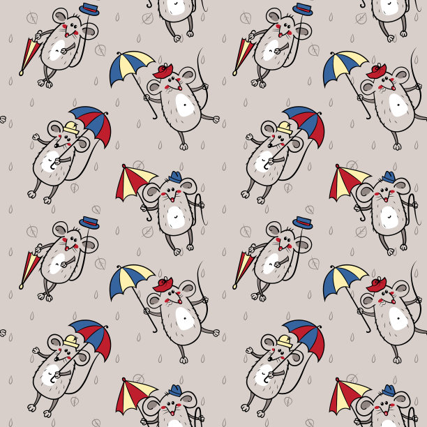 鼠标和伞的无缝图案图片下载