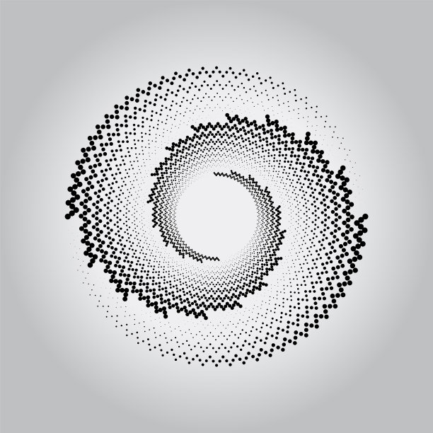 黑色抽象半色调点涡形螺旋图片下载