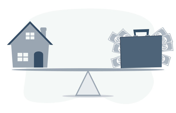 住房贷款市场上的样板房和行李箱图片下载