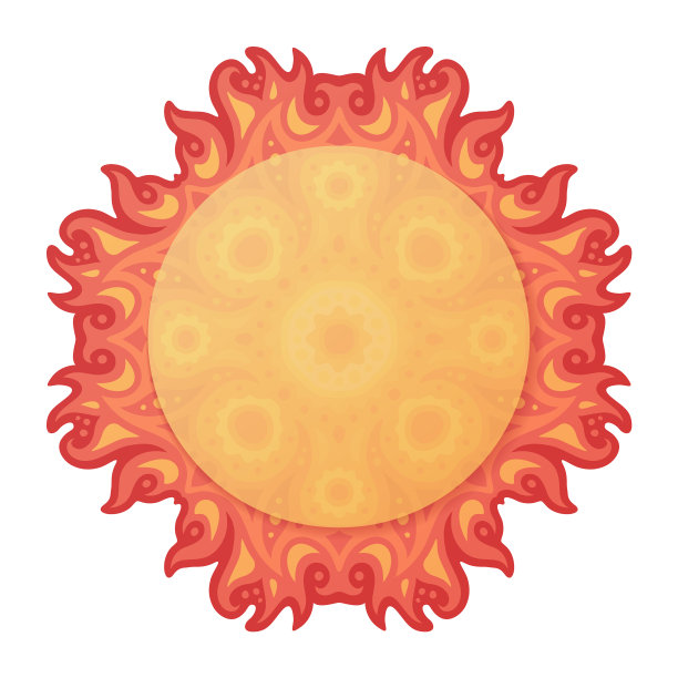 热艺术与红色美丽风格化的太阳图片下载