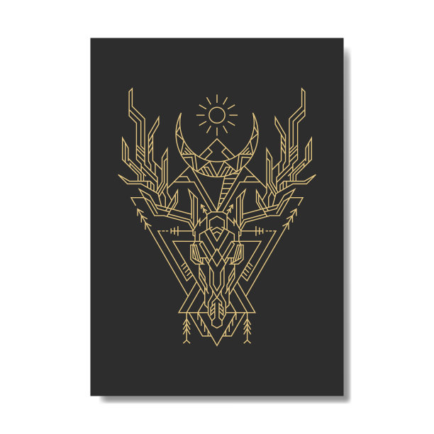 几何线头盖骨鹿图片下载