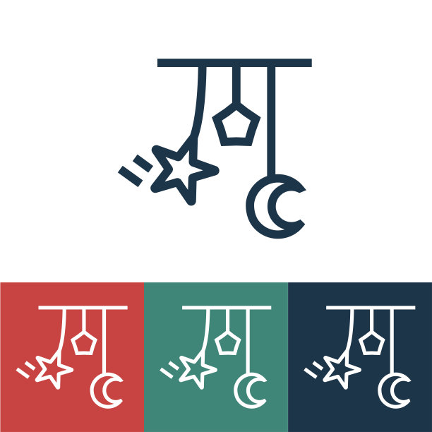 线性矢量图标与风铃的孩子图片下载