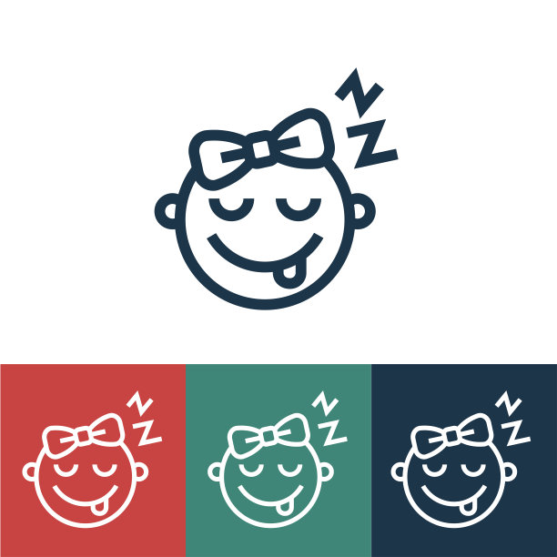 线性矢量图标与女婴图片下载