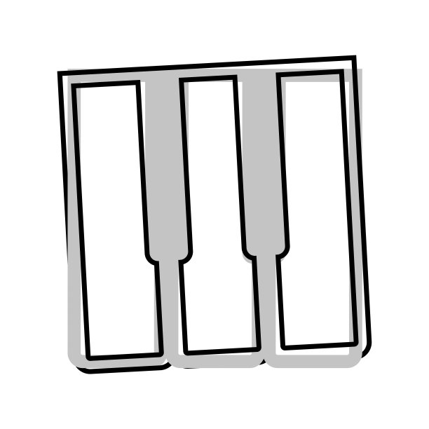 矢量插图钢琴键图标卡通风格的白色孤立的背景。图片下载