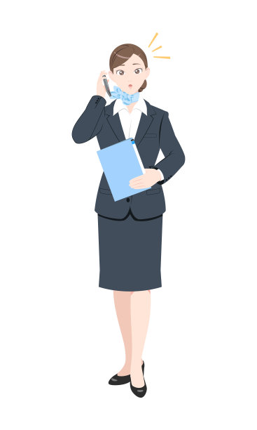 吃惊地打电话的西装女人插画图片下载