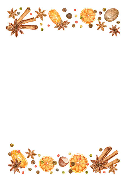 圣诞框架与热葡萄酒成分。图片下载