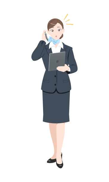 吃惊地打电话的西装女人插画图片下载