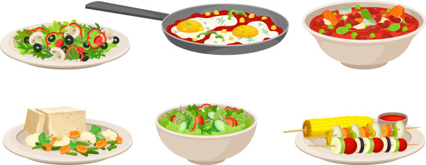 素菜和主菜配蔬菜沙拉图片下载