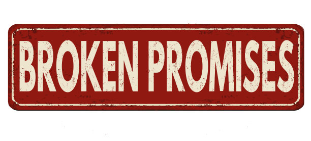 破碎的承诺陈旧生锈的金属标志图片下载