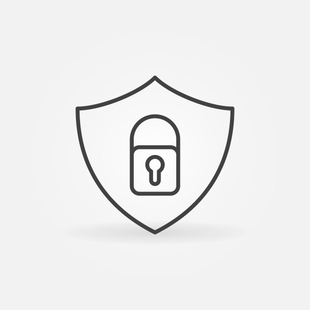 盾牌与挂锁线性图标安全图片下载