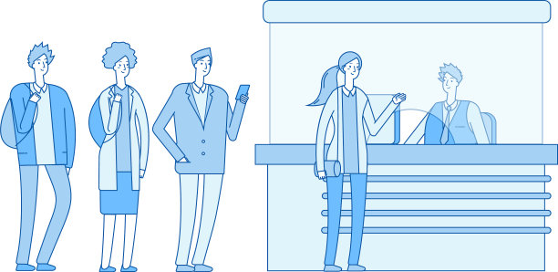 在车站售票处排队等钱图片下载