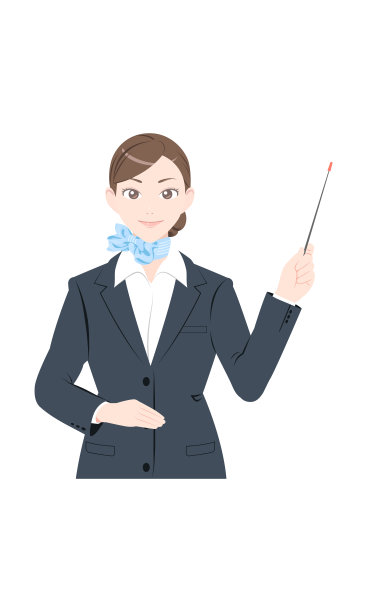 拿着指示棒的西装女人插画，白色背景图片下载