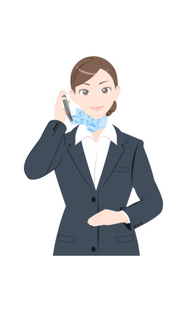 穿着西装在打电话的女人插画，白色背景图片下载