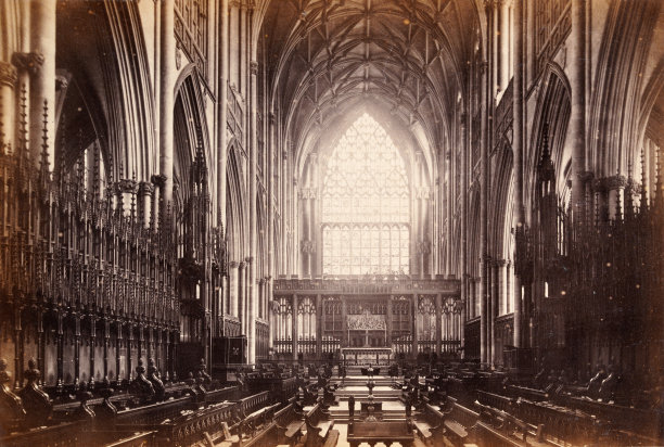 室内的复古照片，约克大教堂，约克，英格兰，19世纪图片下载